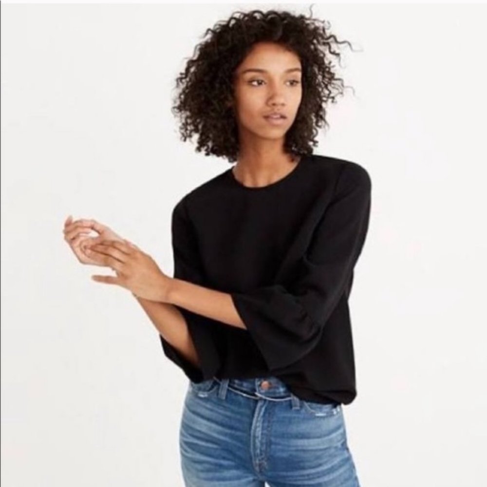 Madewell Black Bell Sleeve Cotton Top
